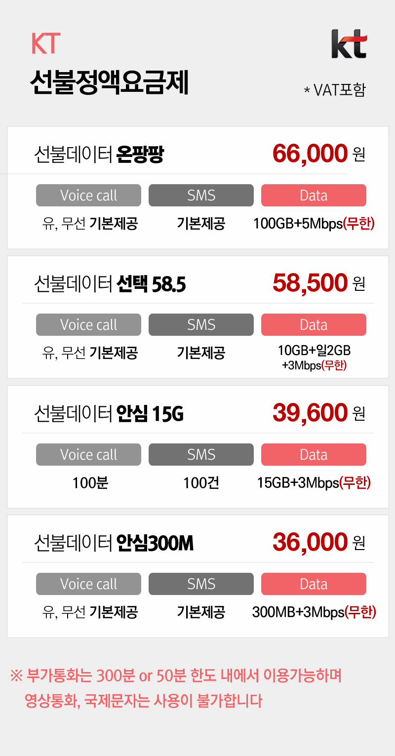 KT 선불정액요금제