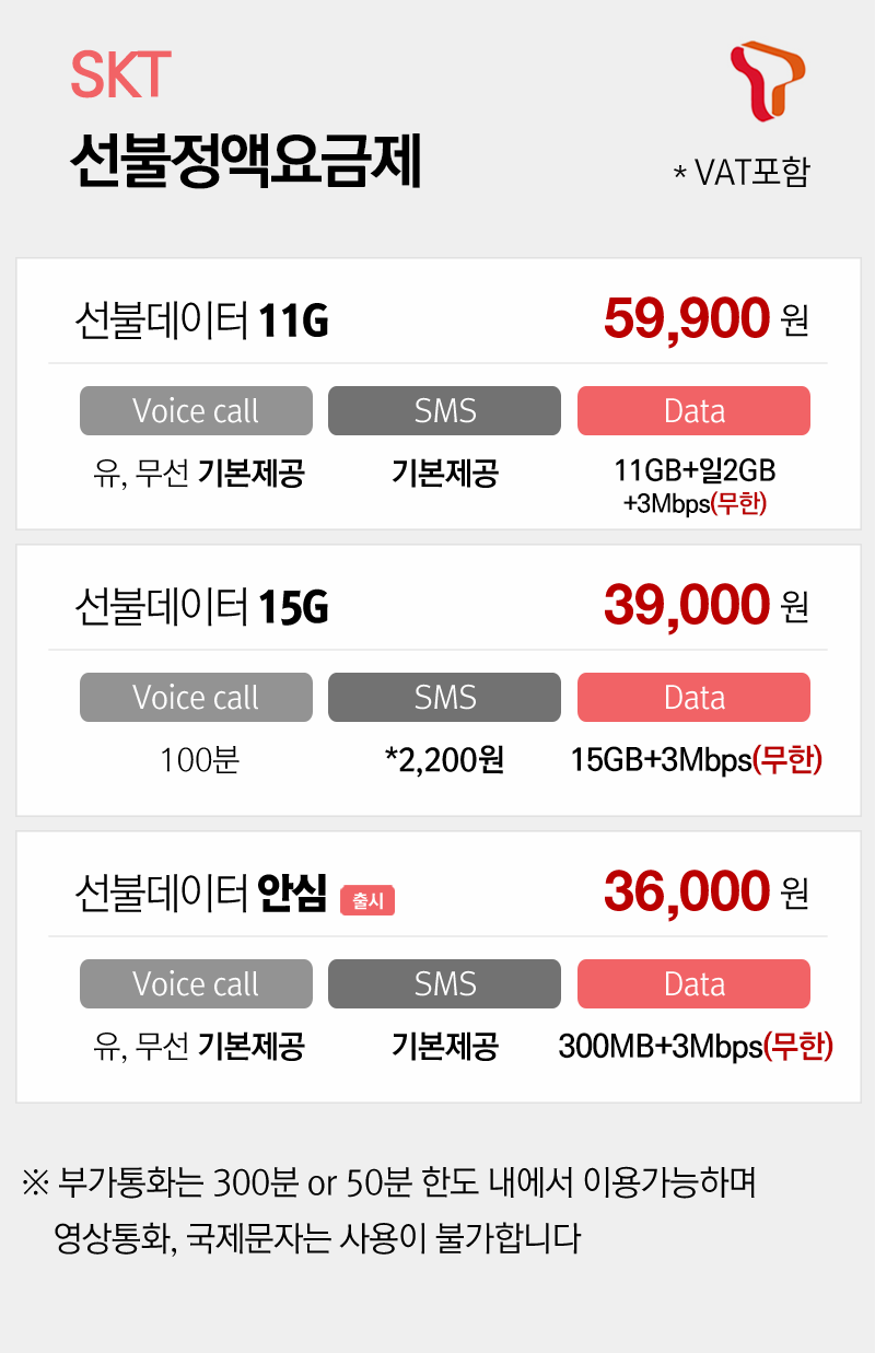 SKT 선불정액요금제